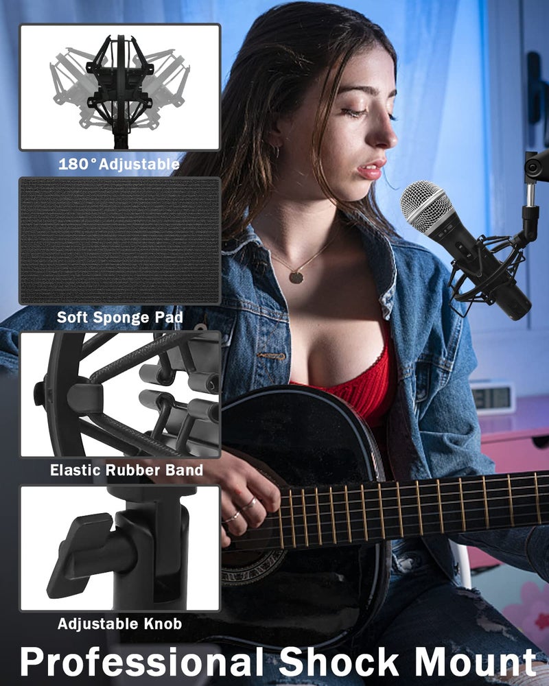 boseen Microphone Shock Mount Mic Holder For Samson Q2U SM58 ATR2100-USB Behringer Xm8500, Mic Clip Holder Mount for Diameter 28mm-32mm Dynamic Microphone Like AT2005-USB PGA48 PGA58, Boseen - Image 4